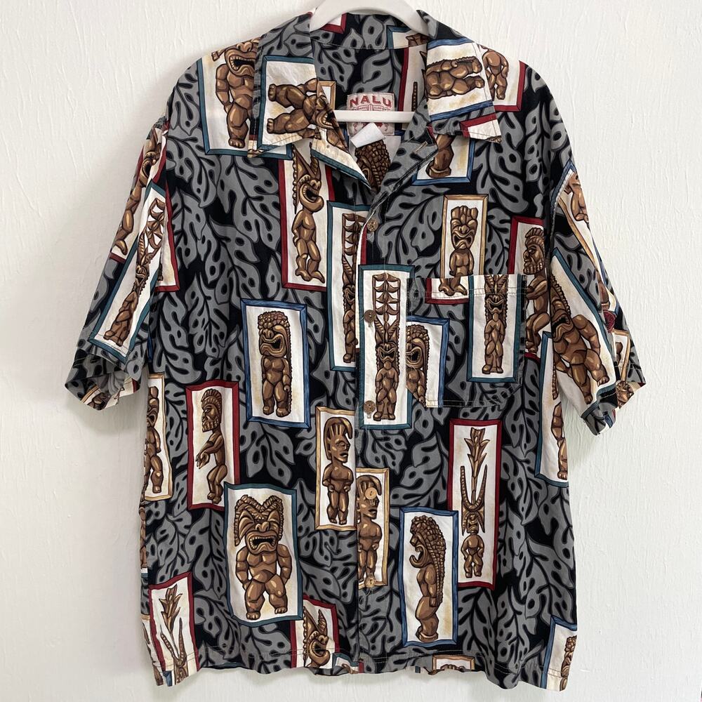 VTG Mens Tiki Hawaiian Aloha Shirt XL Luau Party Tropical Vacation USA Made